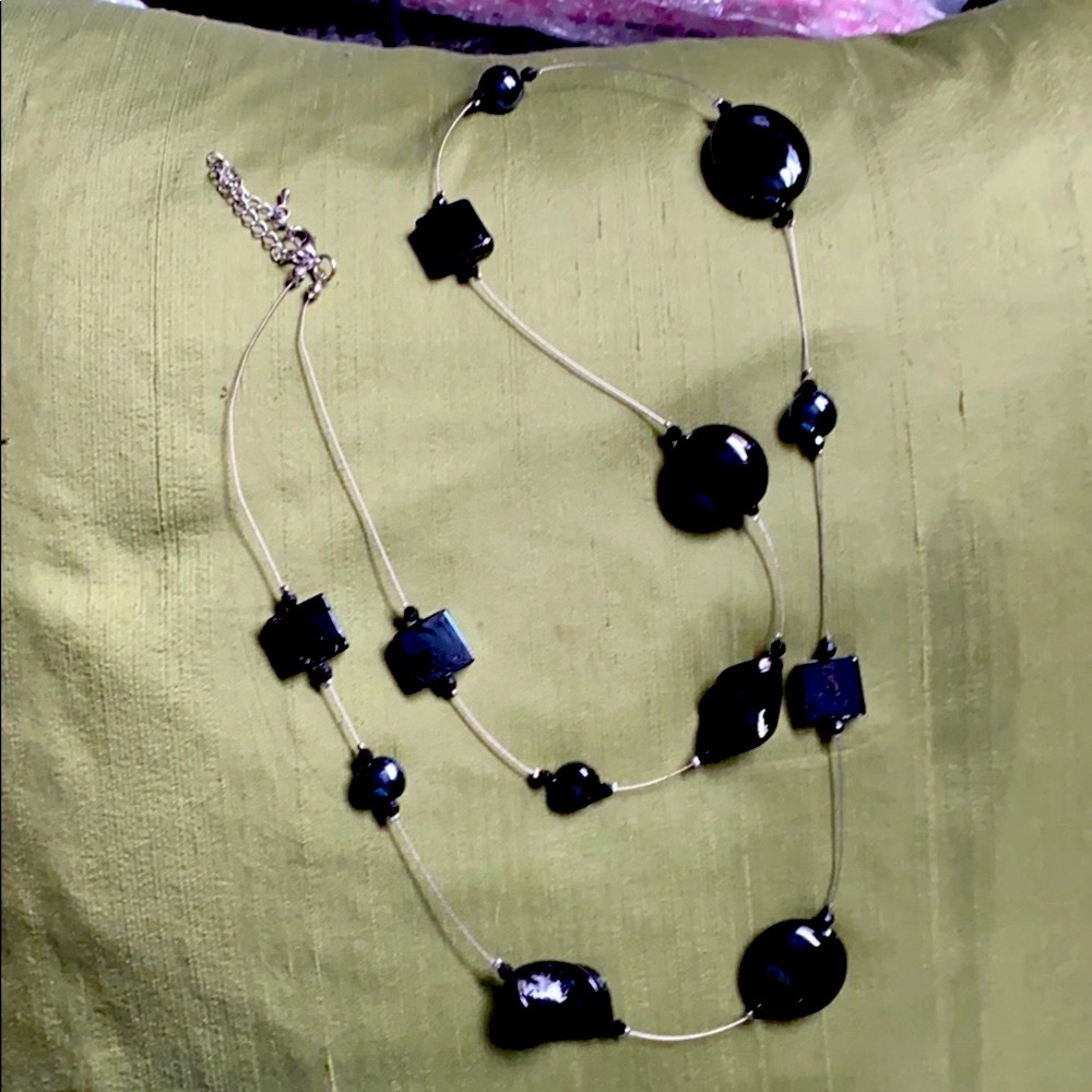 20 inch long necklace with midnight blue stones